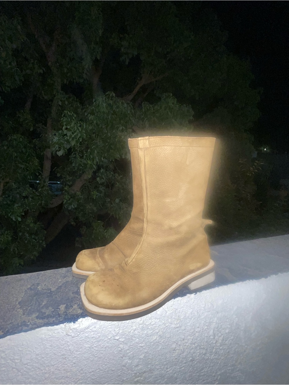 Mink Classic Women's Tan Leather Mid-Calf Moto Boots size 7